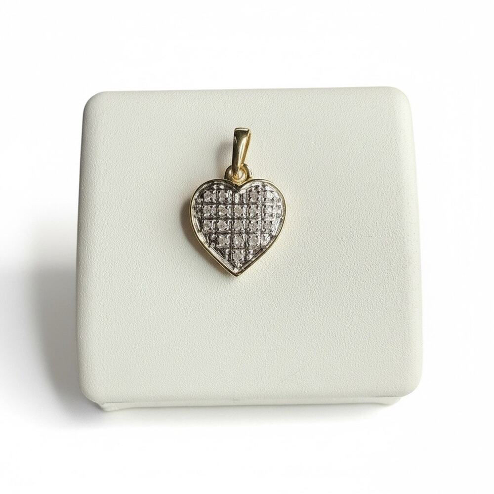 Jewelry Solid 10K Gold Natural 1/12ctw Round Cut Diamonds Heart Pendant